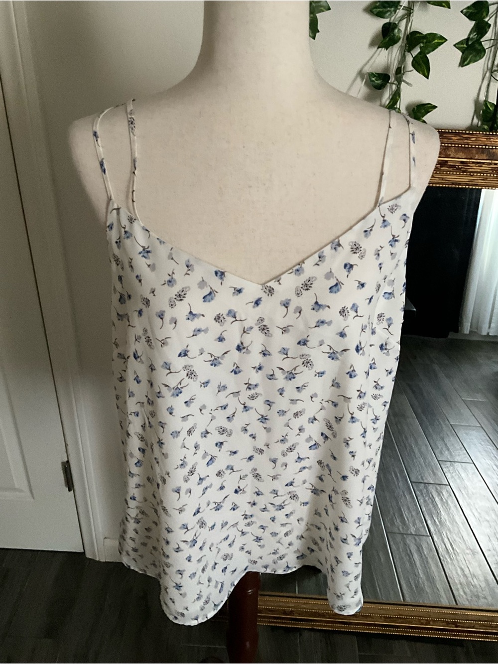 Skies Are Blue Cream Cami with Blue Floral Print